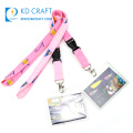 Factory direct sale custom made polyester fabric sublimation printing badge reel lanyard with plastic id card holder